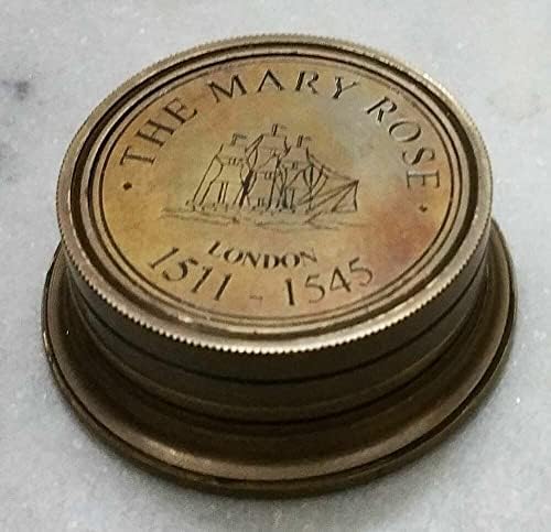 Saifi Handicraft Náutico Sundial Compass Brass Compass Marine Pocket Compass - The Mary Rose