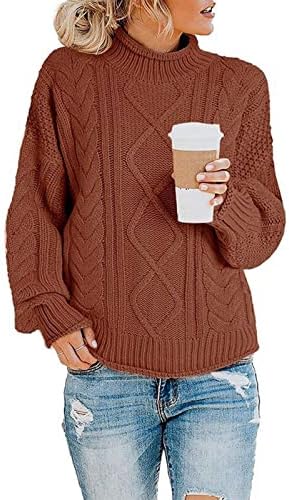 Suéteres femininos de UODSVP 2023 Casual Sweater de malha de gola alta casual Turtleneck suéter de outono de inverno blusas