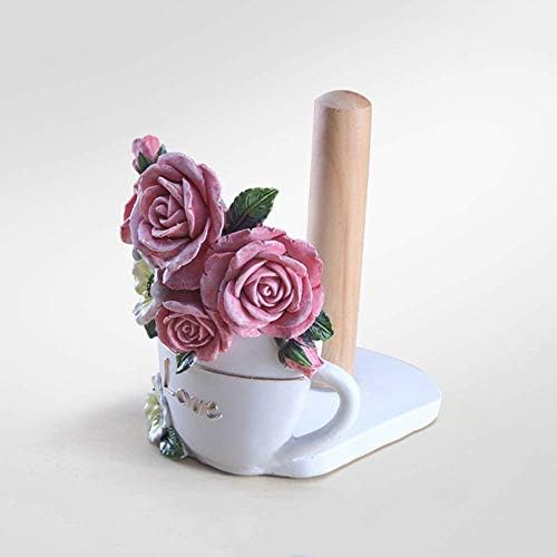 Suporte de papel de papel aserveal Suporte de estissue com decoração de flores, suporte de papel de papel vertical nunchaku, resina vintage Rack de suporte de papel de guardanapo para cozinha, banheiro /vermelho