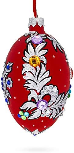 Florence Designer Jewelned Pingente Colar Glass Egg Christmas Ornamento de 4 polegadas