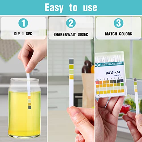 Teste de pH plástico tiras, universal pH 0-14, papel de teste de papel extenso teste de pH do titmo com estojo de