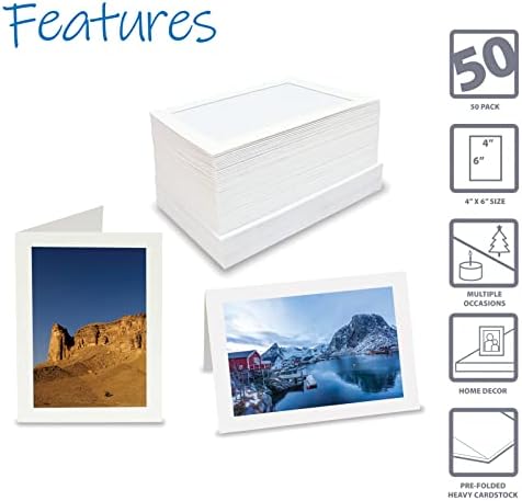 Better Office Products Photo Frame Note Cartões para 4 x 6 Fotos, 50 pacote, inserções de fotos com envelopes