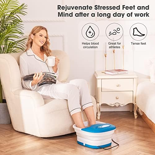 Spa4pieds Massageador de spa colapsível com jatos de bolhas Banho de pé com controle remoto 3 temperatura e 2 configurações do