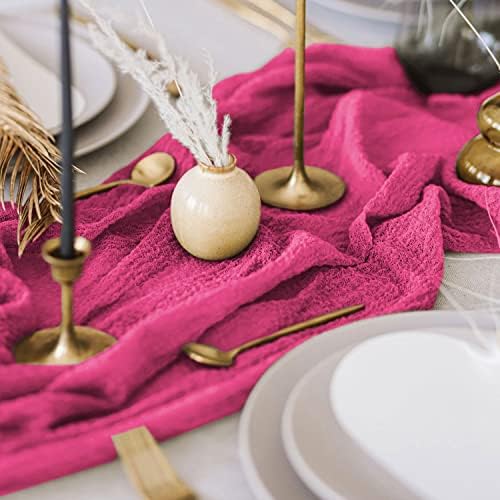 Fanproms Cheesecloth Table Runner 6 pacote 10 ft Mesa de gaze rosa quente corredores de algodão Cheesecletas de mesa de mesa de queijo pano de mesa de toalha para casamento de fúcsia linho de mesa de gaze tampa rústica sobreposição