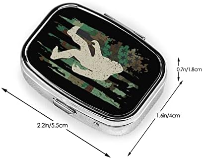Bigfoot American Flag Camar Square Mini Box Box Travel Medicine Metal Organizer Pill Case com espelho