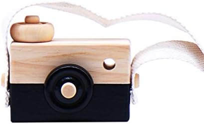 Câmera de madeira de brinquedos para crianças do nuobesty Kids com alça de pescoço para bebês crianças crianças garotos