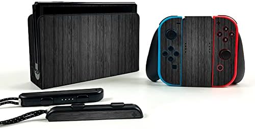 MightySkins Skin Compatível com Nintendo Switch OLED - madeira preta | Tampa protetora, durável e exclusiva do encomendamento