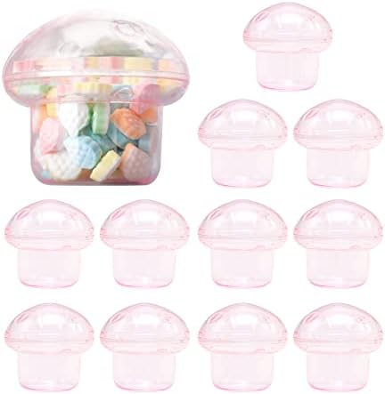 Zudksuy mini plástico cogumelo de cogumelo em forma de doce caixa de casamento caixa de casamento armazenamento vazio caixa