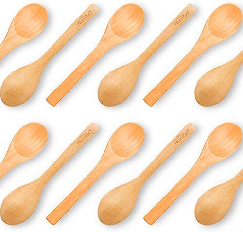 Hansgo Spoons de madeira, 22pcs colheres de madeira para cozinha, incluindo 10pcs 3 polegadas de sorvete de sal e 12pcs 5 polegadas mini colher de sopa de madeira