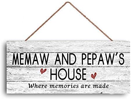 Memaw e Pepaw's House Sign, onde as memórias são feitas de estilo angustiado, letreiros de madeira personalizados Design pendurado decoração de presente para casa de cafeteria de 5 x 10 polegadas