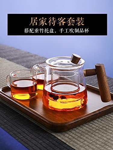 Madeira sólida Flor de grande capacidade de largura Tule de chá de vidro de vidro Pote de chá único fabricante de chá doméstico