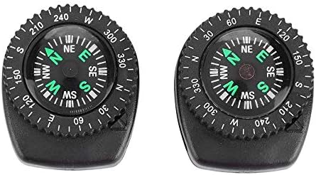 2pcs de pulseira bússolas, relógio portátil de relógio destacável Slip Slide Navigation Wrist Compass Kit de sobrevivência