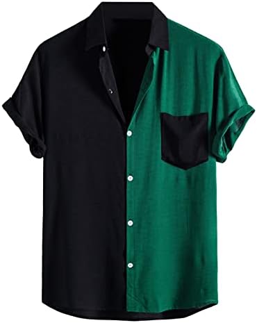 Xxbr mass de manga curta, botão de verão, camisa de bolso dianteiro bolso de retalhos de retalhos vintage casual havaiano tops