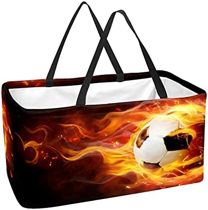 50l Shopper Bags Soccer Ball Ball Sports Caixa de compras colapsível Bolsa de mercearia com alças, reutilizável