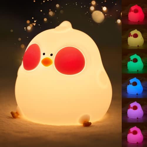 Famiduo Chubby Chick Night Light for Kids, Silicone Cute Bursery Light Para Baby/Cados da Criança, 6 cores Luzes