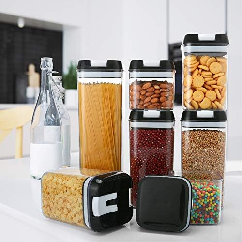 Recipientes de armazenamento de alimentos herméticos - Mcirco 7 PCS BPA Recipientes plásticos livres com tampas atualizadas - organização de cozinha e despensa e vasilhas para cereais, farinha, incluem etiquetas e ferramentas de medição
