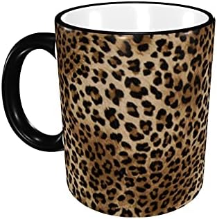 Kadiman Leopard Print Ceramic Coffee Caneca com alça para homens e mulheres, xícara de chá engraçada adequada para microondas