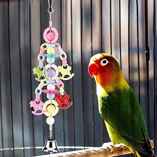 Topincn Bird Chew Toy Papold Papoling Parrot Minchas coloridas Toy Bird Bird Stand Brinquedo Brinquedo fofo Borda de mordida Brinquedos com sino para pequeno brinquedo médio
