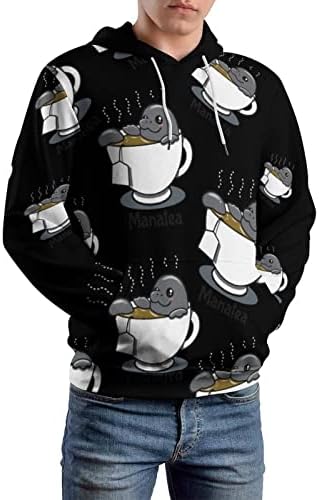 Manatea Fashion Hoodie Gráfico de moletom com capuz com suéteres de pulôver de grandes dimensões com bolso para homens mulheres