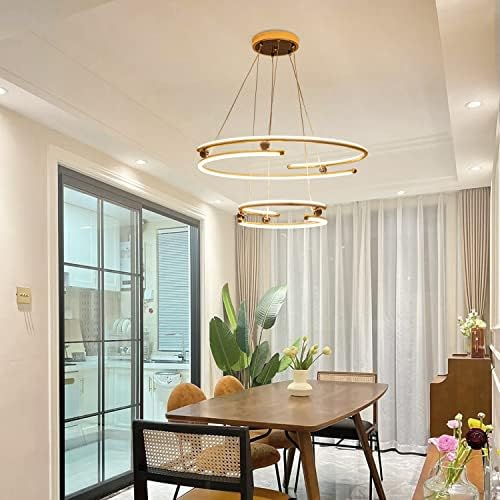 Zycylight Modern Spirial Led Chandelier, luminária pendurada LED, luz pendente de 98W LED, 31,5 , 3 cores mutáveis, para sala de estar, sala de jantar, quarto