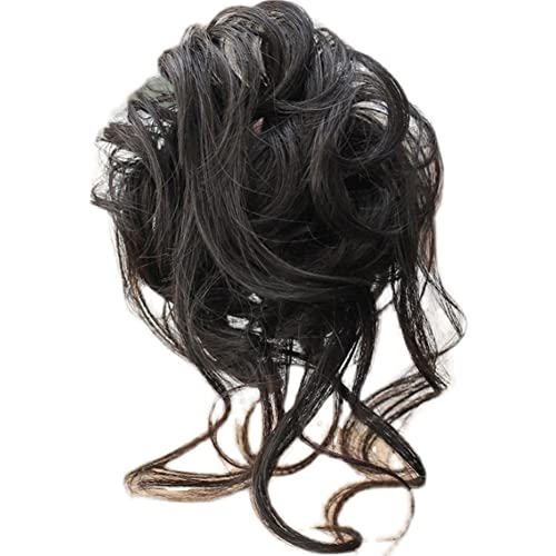 Mdrtirim bagunça bagunçada Extensões de cabelo de cabelo Curato Updo updo pães de cabelo elásticos de rabo de cavalo sintético Chignon Wavy for Women Girls （Black natural）