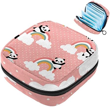 Meninas de guardanapos sanitários pads bolsa de bolsa menstrual bolsa de xícara de copo meninas período portátil saco de armazenamento de tampão fofo panda com zíper
