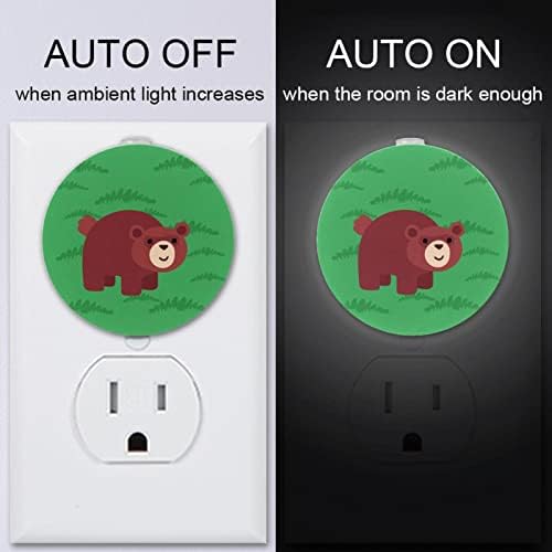 2 Pacote de plug-in Nightlight Night Night Green Urso com sensor do anoitecer ao amanhecer para o quarto de crianças, viveiro,