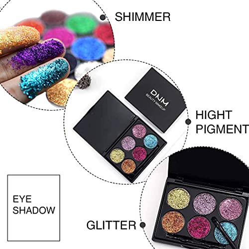 Eyeshadow Shimmer Shimeshadows Paleta EDANTO Paleta Metálica Sombra Pigmento High Pigmento 6 Cores Sombra Longa Eyes Longa Maquiagem Para Mulheres e Meninas Pacote de 1