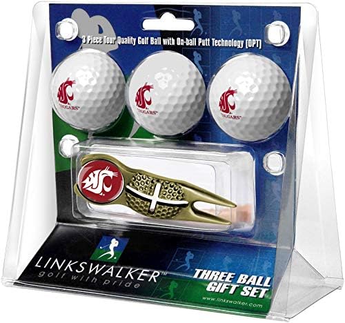 Linkswalker Gold Crosshair Divot Tool 3 Golf Ball Gift Pack
