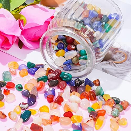 Yolyoo 1 lb de pedras e cristais de pedras polidas a granel Cura de pedras de cristal de cura do kit de quartzo para reiki yoga