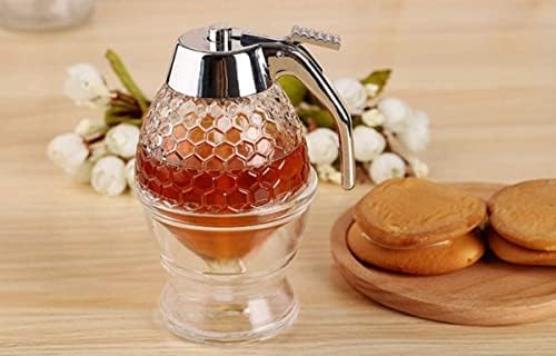 O dispensador de mel não vaza, com um dispensador de xarope de aço inoxidável, um pote de mel em forma de favo de mel, uma garrafa