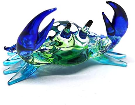 Zoocraft Animals de vidro de vidro caranguejo estatueta de mão azul soprada arte pintada em miniatura de decoração costeira estilo animal animal animais