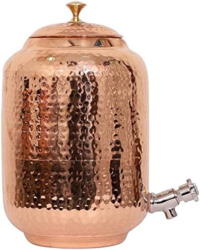Mestre de cobre, 5 litros, elegante e elegante design de dispensador de água de cobre, à prova de vazamento de vaso de contêiner com cobre puro e benefícios ayurvédicos para a saúde