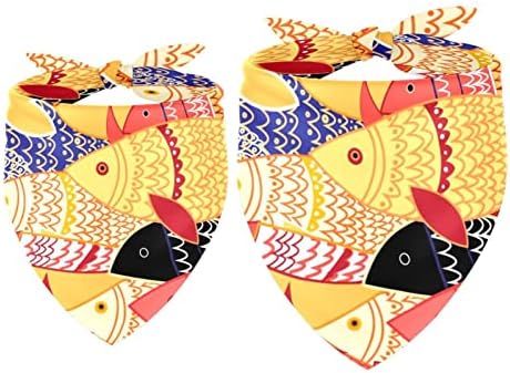 2 pacote de cachorro bandana brilhante colorido peixe menino menino de animal de estimação cachorro cachorro lenço de lenço de lenço lavável acessórios de bandanas para cães de cachorro de cachorrinho múltiplos pequenos cachorros de cachorro gato