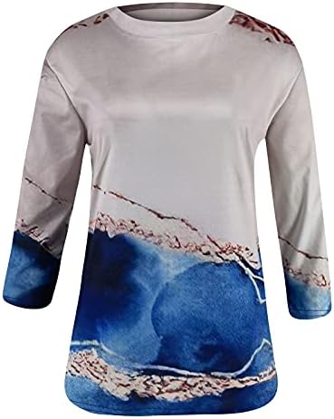 Tops de verão para mulheres, primavera feminina impressa 1/2 blusa de manga para mulheres Crew pescoço casual tye die camiseta