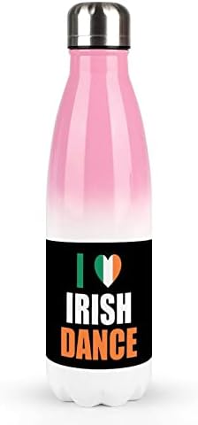 I Love Irish Dance 17oz Sport Water Bottle Bottle Stainless Acele A vácuo em forma de cola isolada Flash esportivo reutilizável