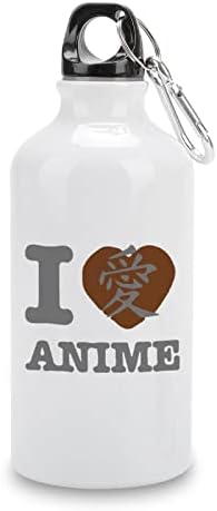 I Love Anime Sport Aluminum Bottle Portable Sport Water Garrafs com Carabiner e Twist Cap