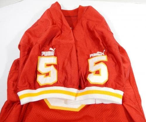 1999 Kansas City Chiefs Louie Aguiar #5 Game usou Red Jersey 46 DP32126 - Jerseys não assinados da NFL usada