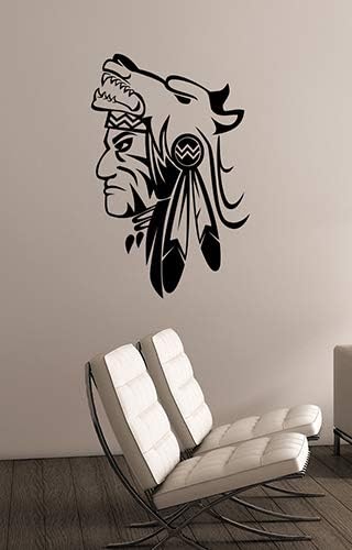 Adesivo de parede -chefe nativo americano indiano Apache Vinyl Decal Decorações de arte para casa Decoração do escritório da sala de estar na2 Na2