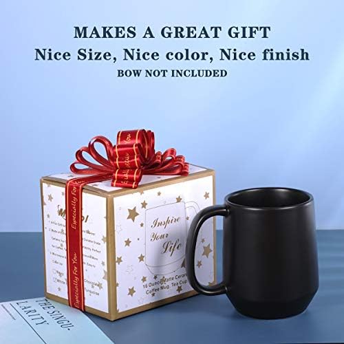 Miicol 16 oz grande copo de chá de caneca de café cerâmica, ótimos presentes e coleta para escritório e casa, microondas e lava -louças, superfície fosca, preto
