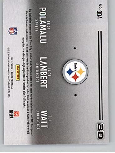 2021 Pontuação 3D #4 Jack Lambert/T.J. Watt/Troy Polamalu Pittsburgh Steelers NFL Football Trading Card
