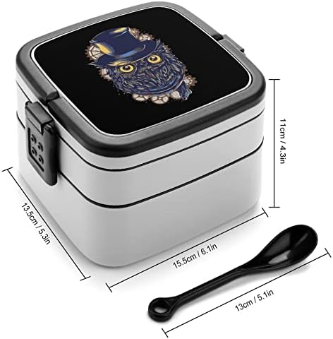 Owl Wheel Gear Imprima tudo em uma caixa de bento Bento Contêiner de almoço com colher para escola/trabalho/piquenique
