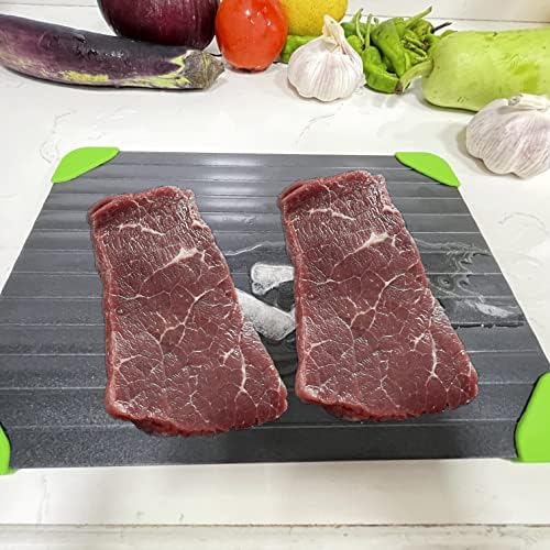 Bandeja de descongelamento, gadgets de cozinha Bandeja de descongelamento para carne congelada e placa de descongelamento como bandejas de placa de desfrosters rápidas, incluindo 1 tapete de degelo natural de alimentos rápidos com 4 almofadas de silicone