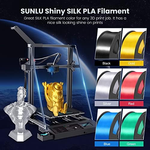 Filamento de seda da impressora 3D e meta-filamento PLA, filamento de seda brilhante SunLU 1,75 mm, superfície lisa