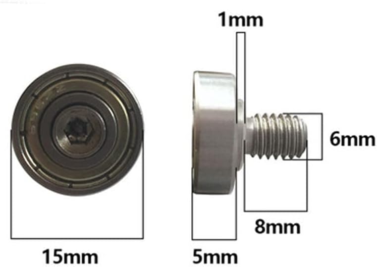 2pcs m6*8mm haste de rosca 15 mm*5mm Roda de rolagem fixo Rodas de rolamento de metal fixo Rodas de anel de aço de aço inoxidável parafuso