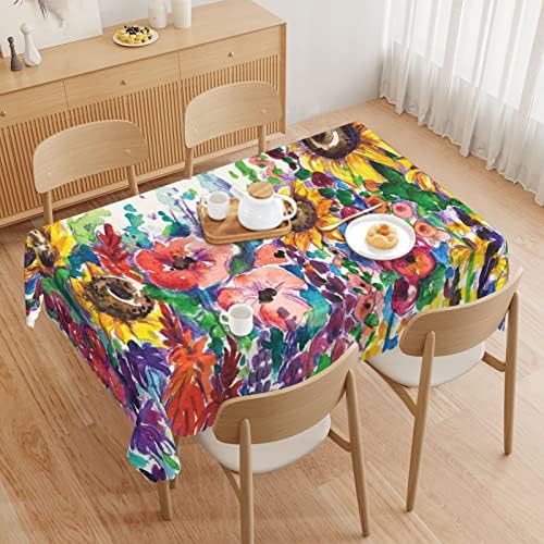 Toalha de mesa de padrão floral, 60x120 polegadas, toalha de tabela de impressão reutilizável resistente a rugas à