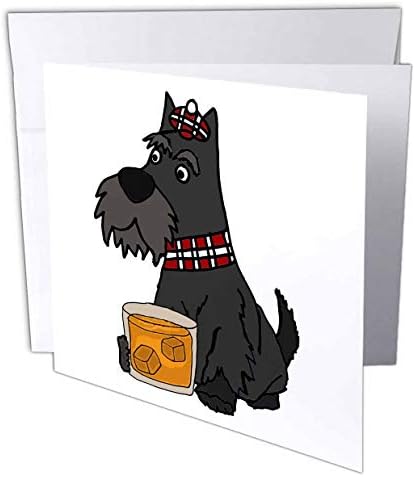 Cartão 3drose Greeting Funny fofo Scottish Terrier Scottie Dog bebendo uísque escocês - 6 por 6 polegadas