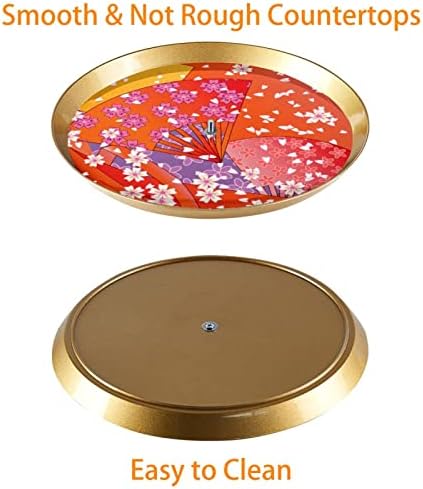 Conjunto de exibição de mesa de sobremesa, suporte de cupcakes de ouro, estandes de sobremesa, bandeja de porção de 3 camadas, suporte de camada de copo, suporte de bolo de casamento para mesa de sobremesa, Sistema japonês retro de fã de flores rosa