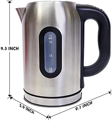 Kenmore Digital Cordless Electric Chalttle 1.7L, chaleira de aço inoxidável com temperatura ajustável, fervura rápida, exibição