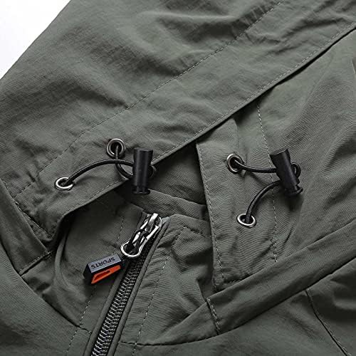 GDJGTA Men's Casual Solid com capuz com zíper de bolso de manga comprida Casaco solto quebra -vento para homens de chuva para